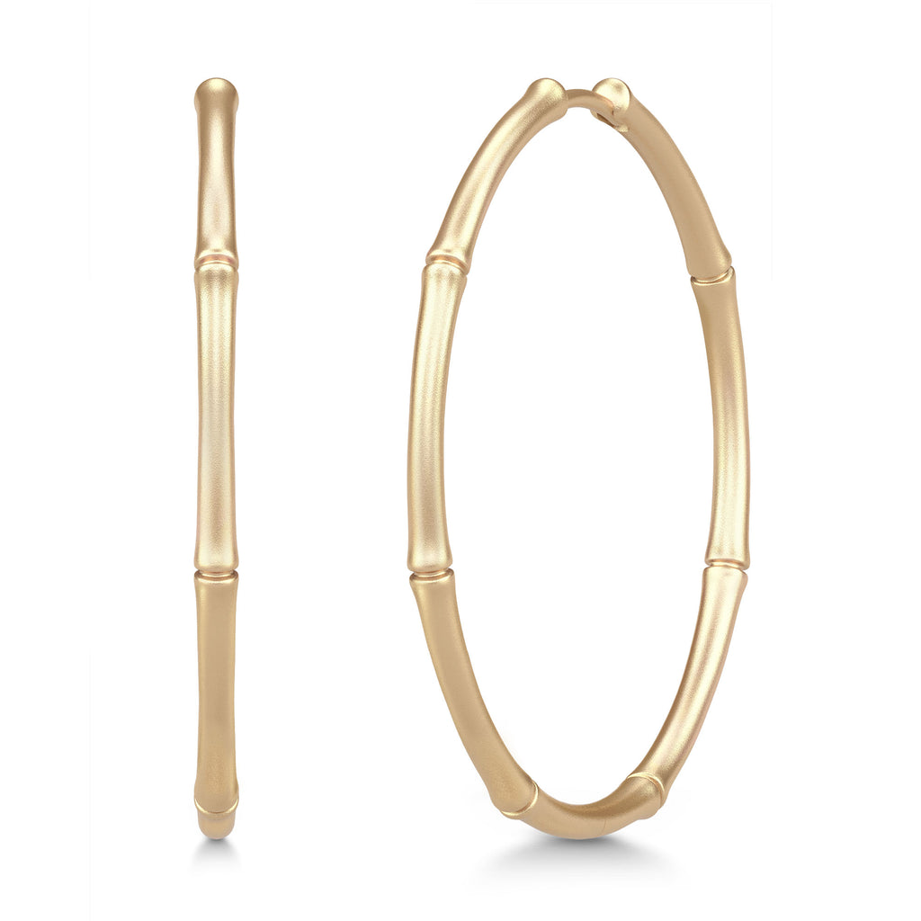 Bamboo Large 14K Gold Hoops