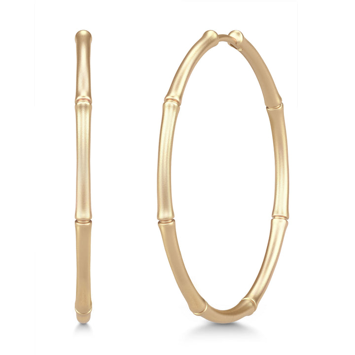 Bamboo Large 14K Gold Hoops