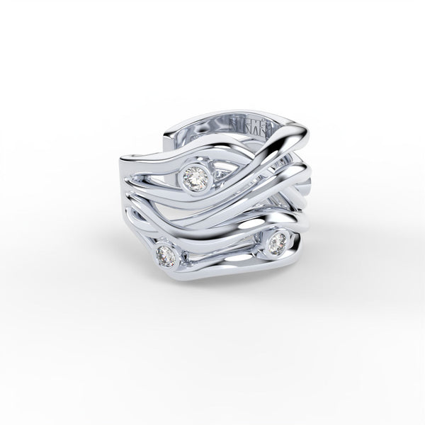 Bare Souls Fem Tråde 14K Hvidguld Ear Cuff m. 0,06 ct Diamanter