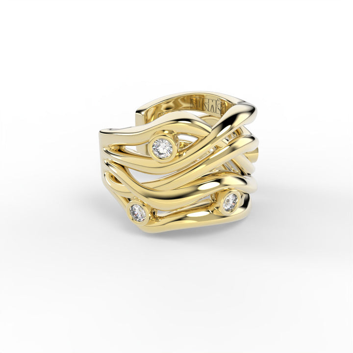 Bare Souls Fire Tråde 18K Guld Ear Cuff m. 0,06 ct Diamanter