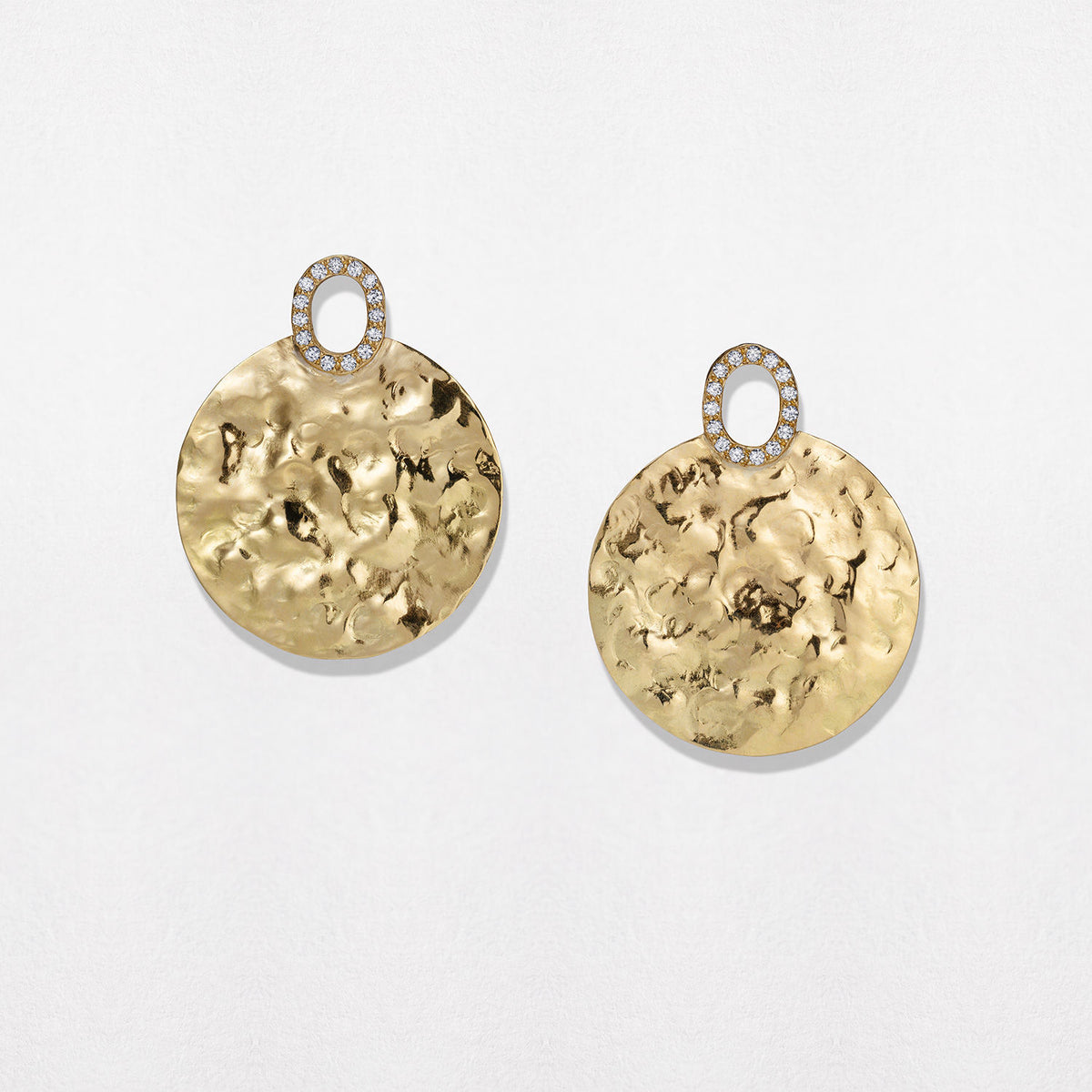 Diamond Sun Disc 18K Gold Earrings