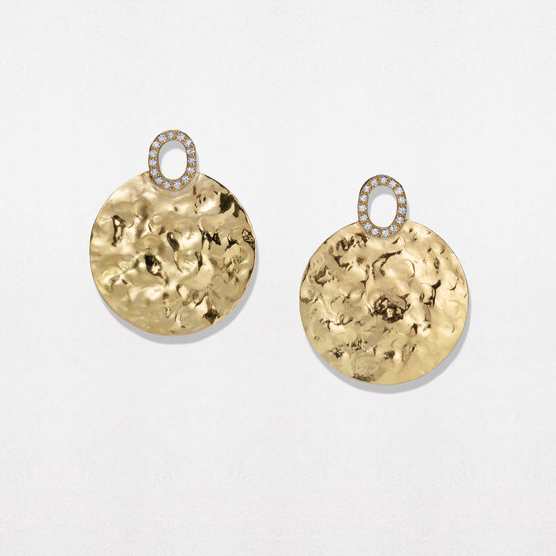 Diamond Sun Disc 18K Gold Earrings