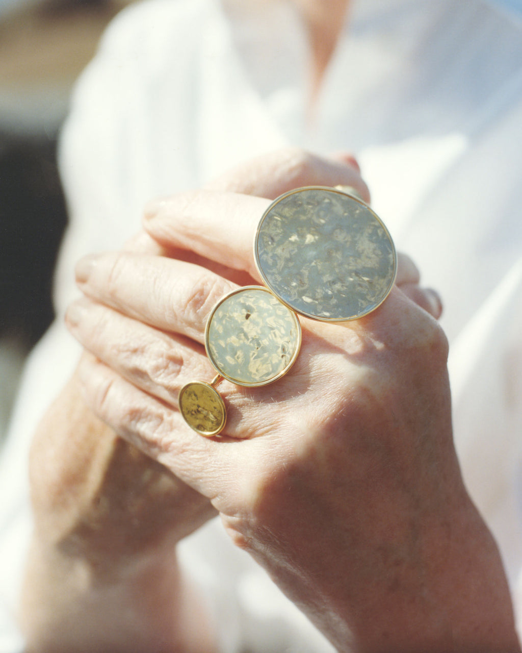 Large Sun Disc 18K Gold Ring
