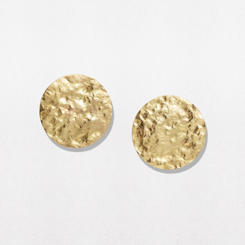 Large Sun Disc Stud 18K Gold Earrings