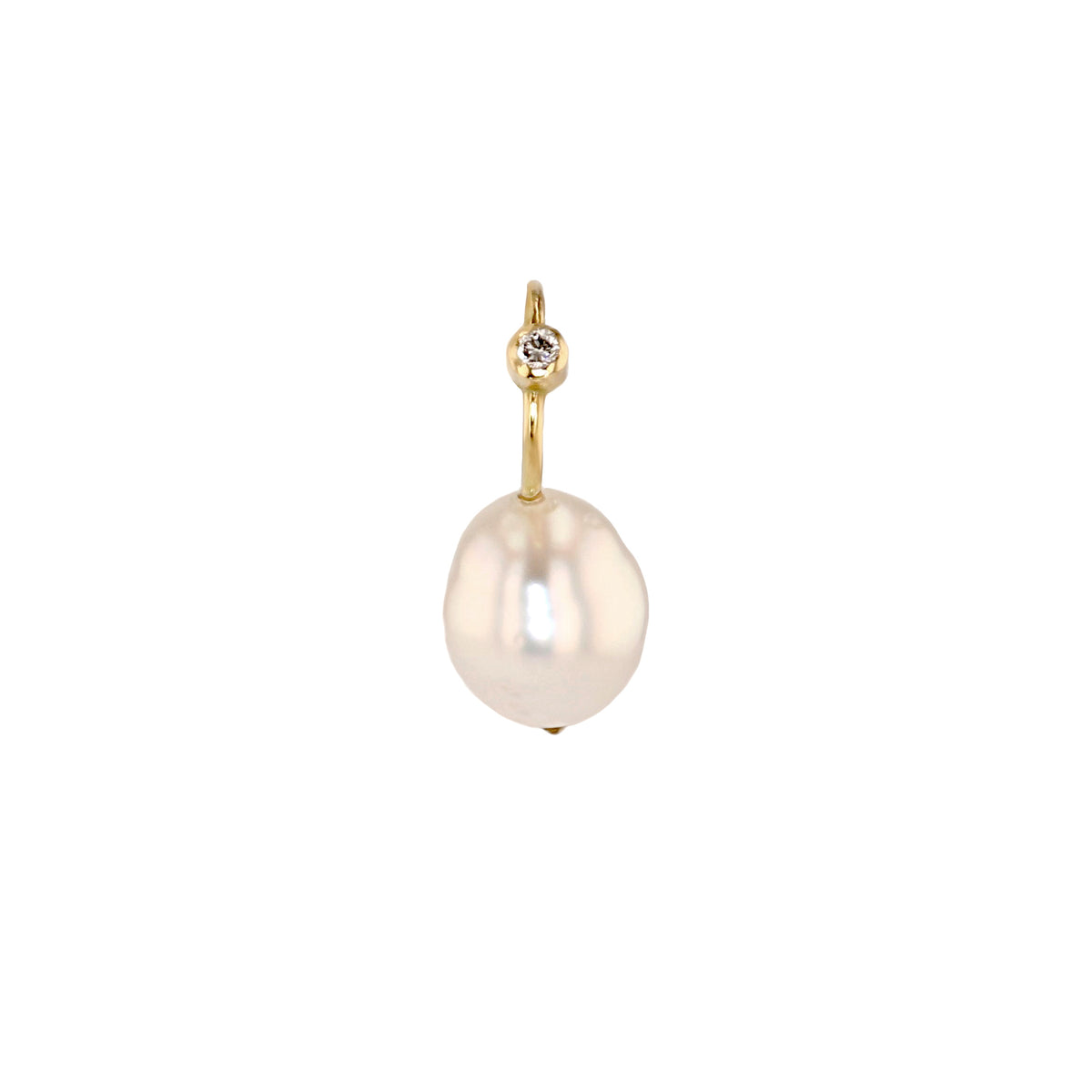 Perle 18K Guld Øreringe m. Diamant & Perler