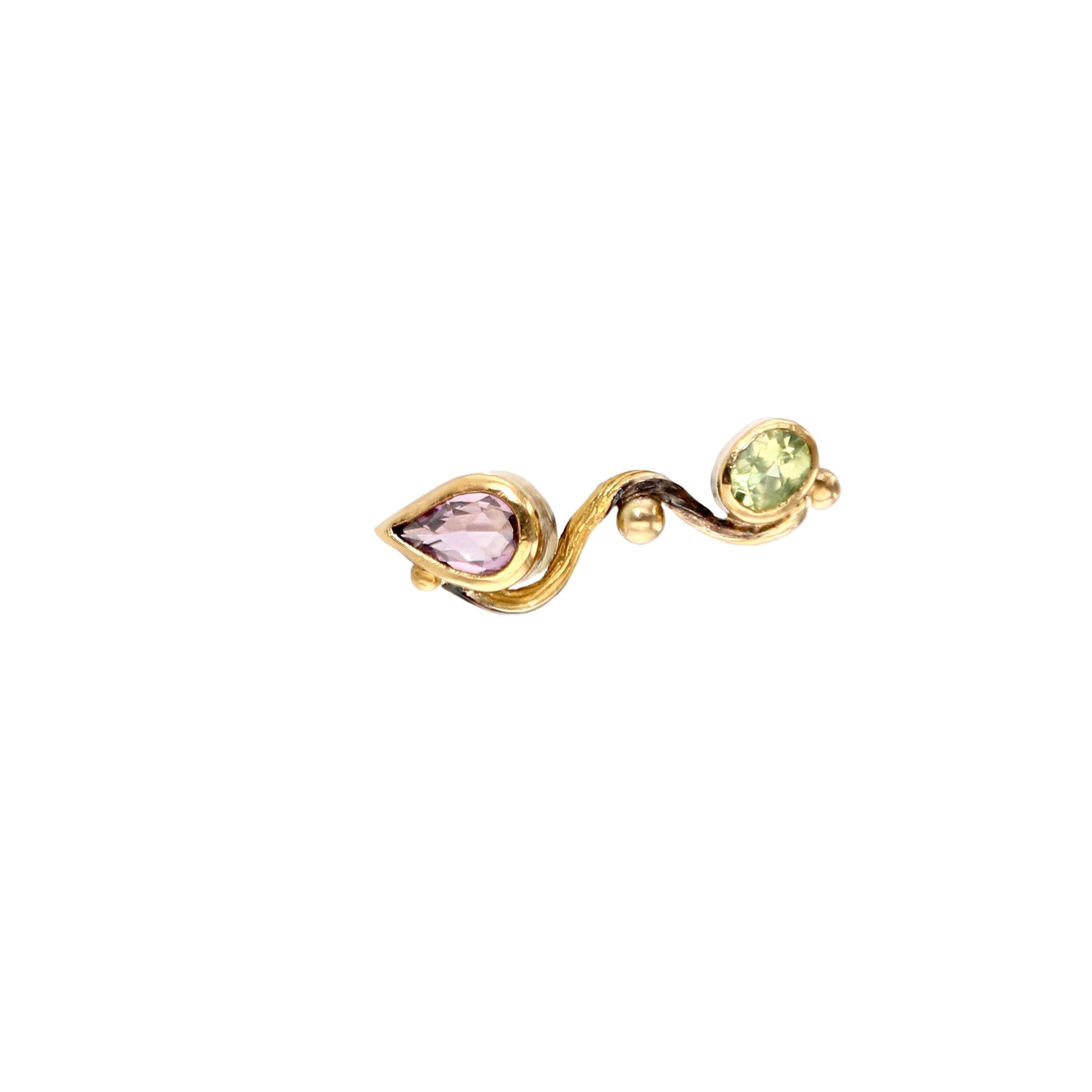 Seafire 18K, 22K & 24K Gold & Silver Earrings w. Sapphire & Chrysoprase