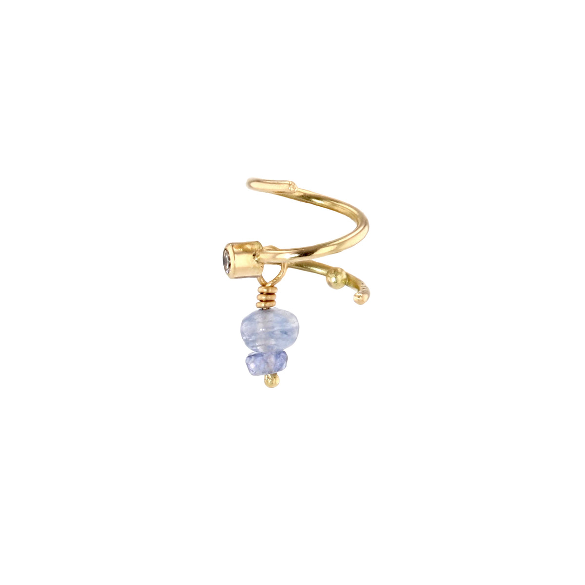 Spiral 18K & 22K Guld Øreringe m. Safir & Diamant
