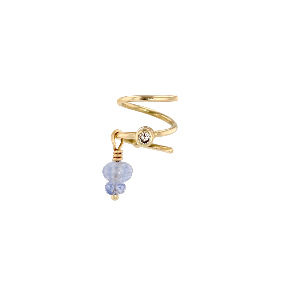 Spiral 18K & 22K Guld Øreringe m. Safir & Diamant