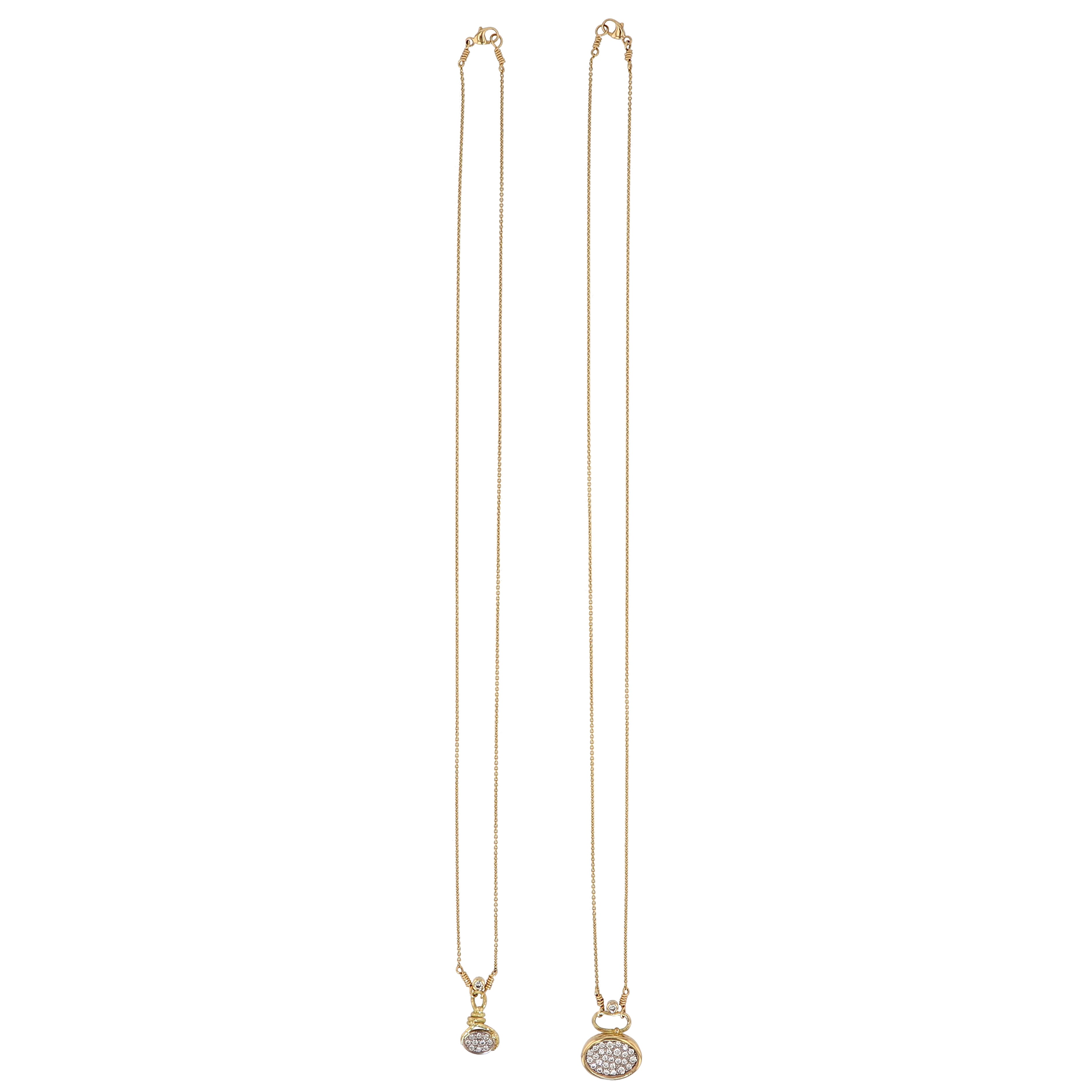 Pavé 18K & 22K Guld & Hvidguld Halskæde m. 11 Diamanter