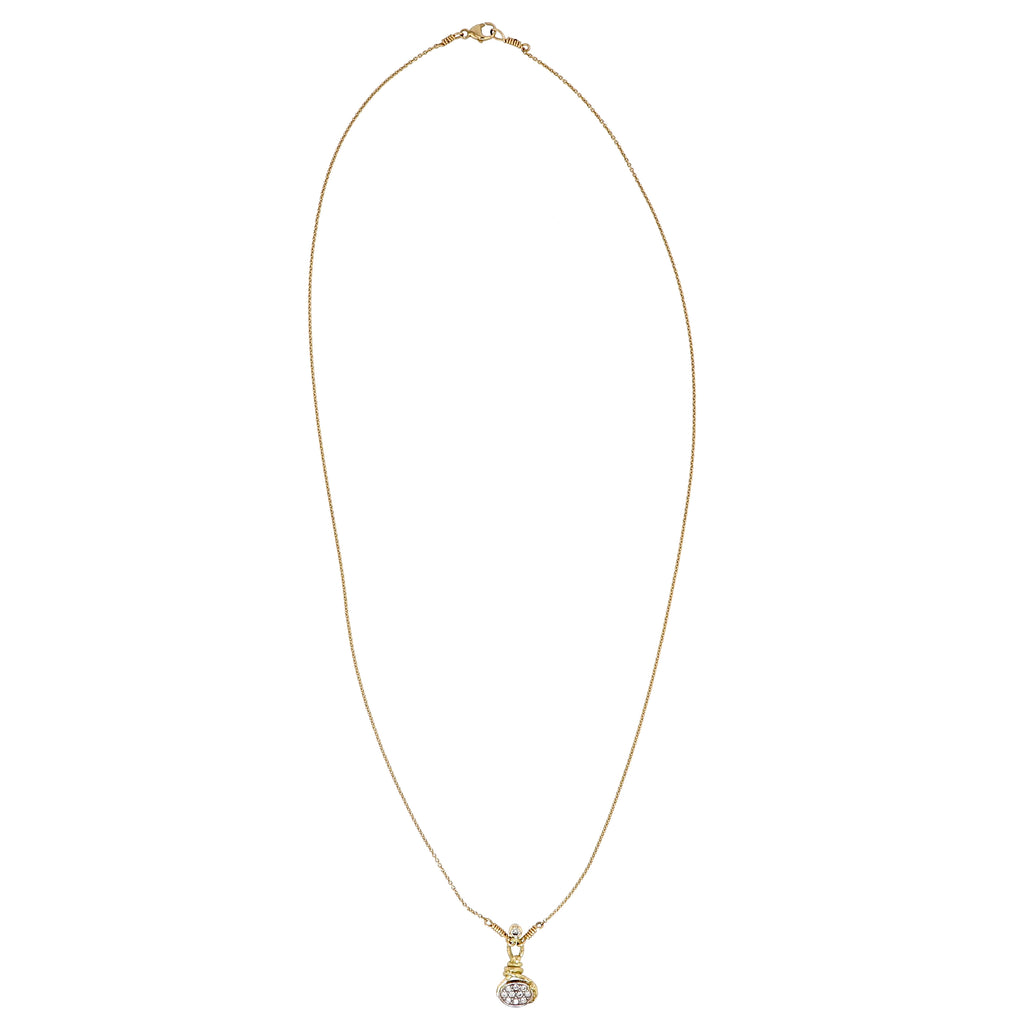 Pavé 18K & 22K Gold & Whitegold Necklace w. 11 Diamonds