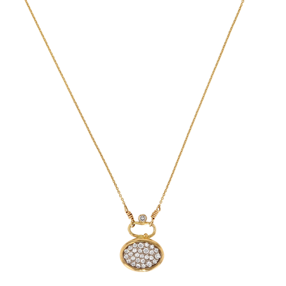 Pavé 18K & 22K Guld & Hvidguld Halskæde m. 28 Diamanter