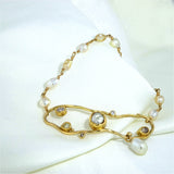 Cloud Keshi 18K & 22K Gold Bracelet w. Diamonds & Pearls