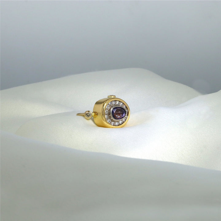 Pavé-Cocktailring aus 18K & 22K Gold I Saphir und Diamanten