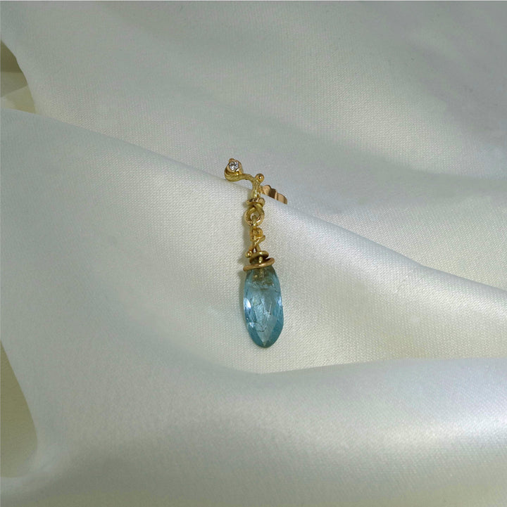 Seafire 18K & 22K Gold Earring w. Aquamarines & Diamonds