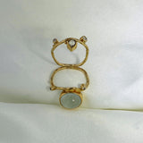 Semper 18K & 22K Gold Ring w. Aquamarine & Diamonds