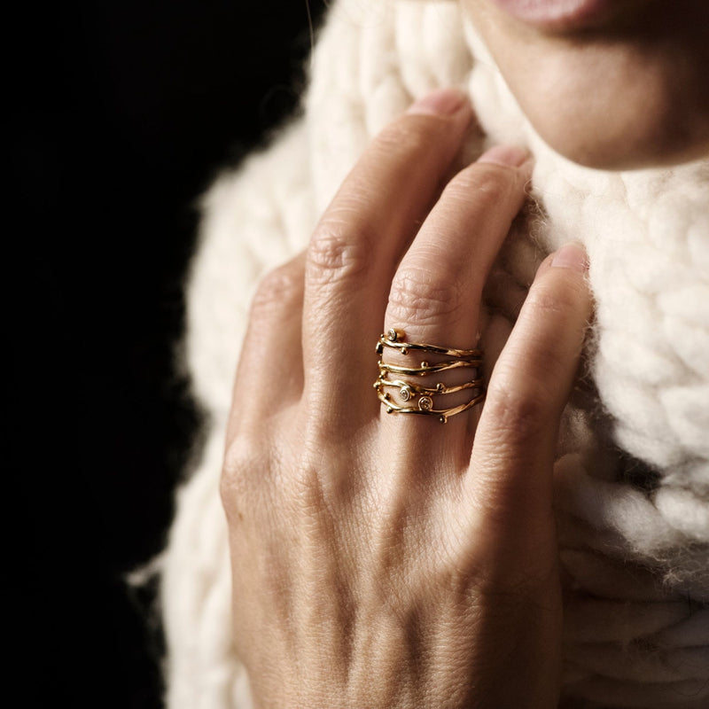 Seafire 18K & 22K Guld Ring m. Diamant