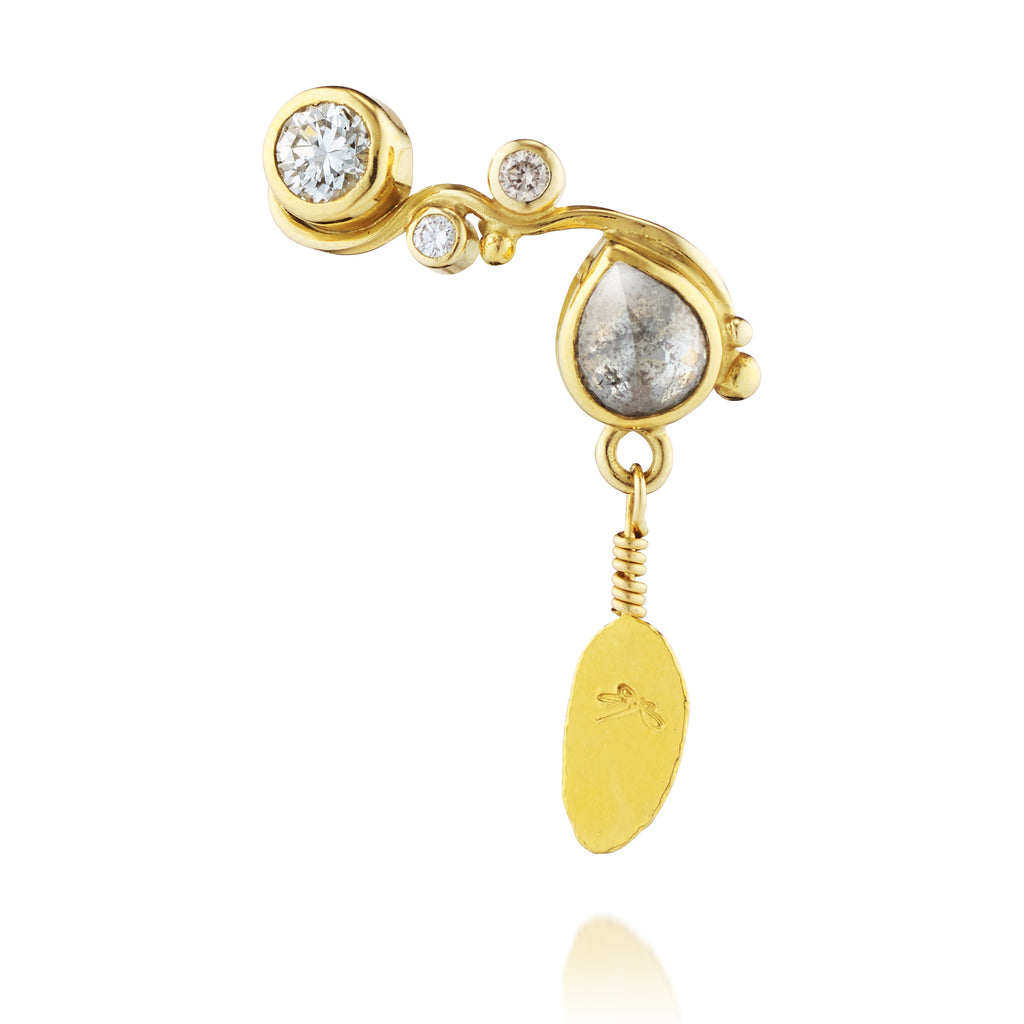 Seafire 18K & 24K Guld Ørering m. Diamanter