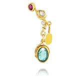 Seafire 18K & 24K Gold Earring w. Diamonds, Emeralds & Ruby