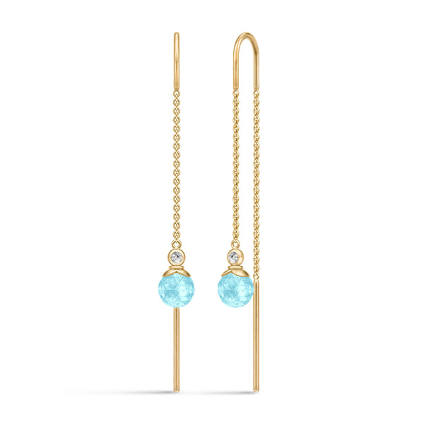 Berry Chain Gold Plated Earrings w. Ice Blue Zirconia