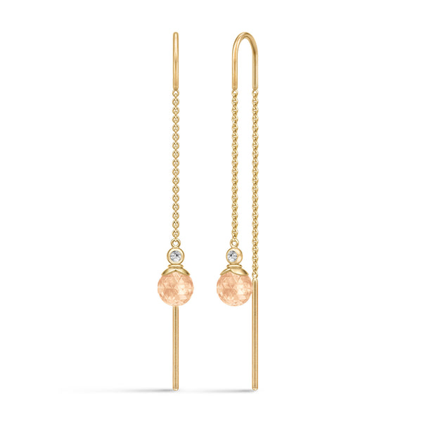 Berry Chain Gold Plated Earrings w. Peach Morganite Zirconia