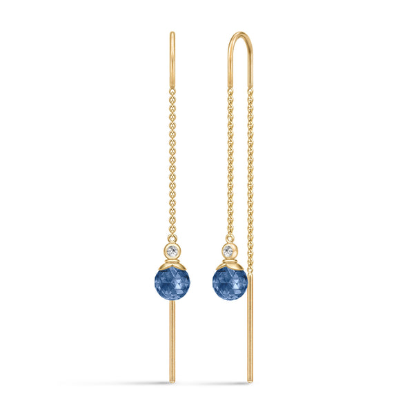 Berry Chain Gold Plated Earrings w. Sapphire Blue Zirconia