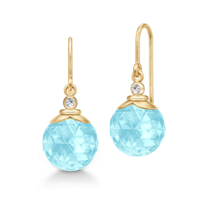 Berry Gold Plated Earrings w. Ice Blue Zirconia