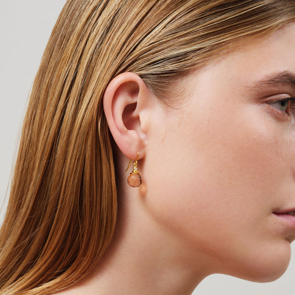 Berry Gold Plated Earrings w. Peach Morganite Zirconia