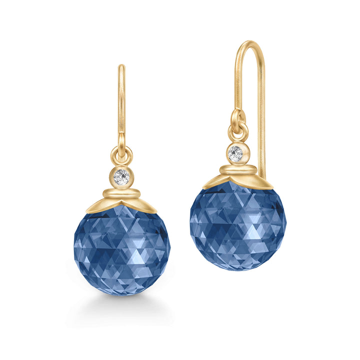 Berry Gold Plated Earrings w. Sapphire Blue Zirconia