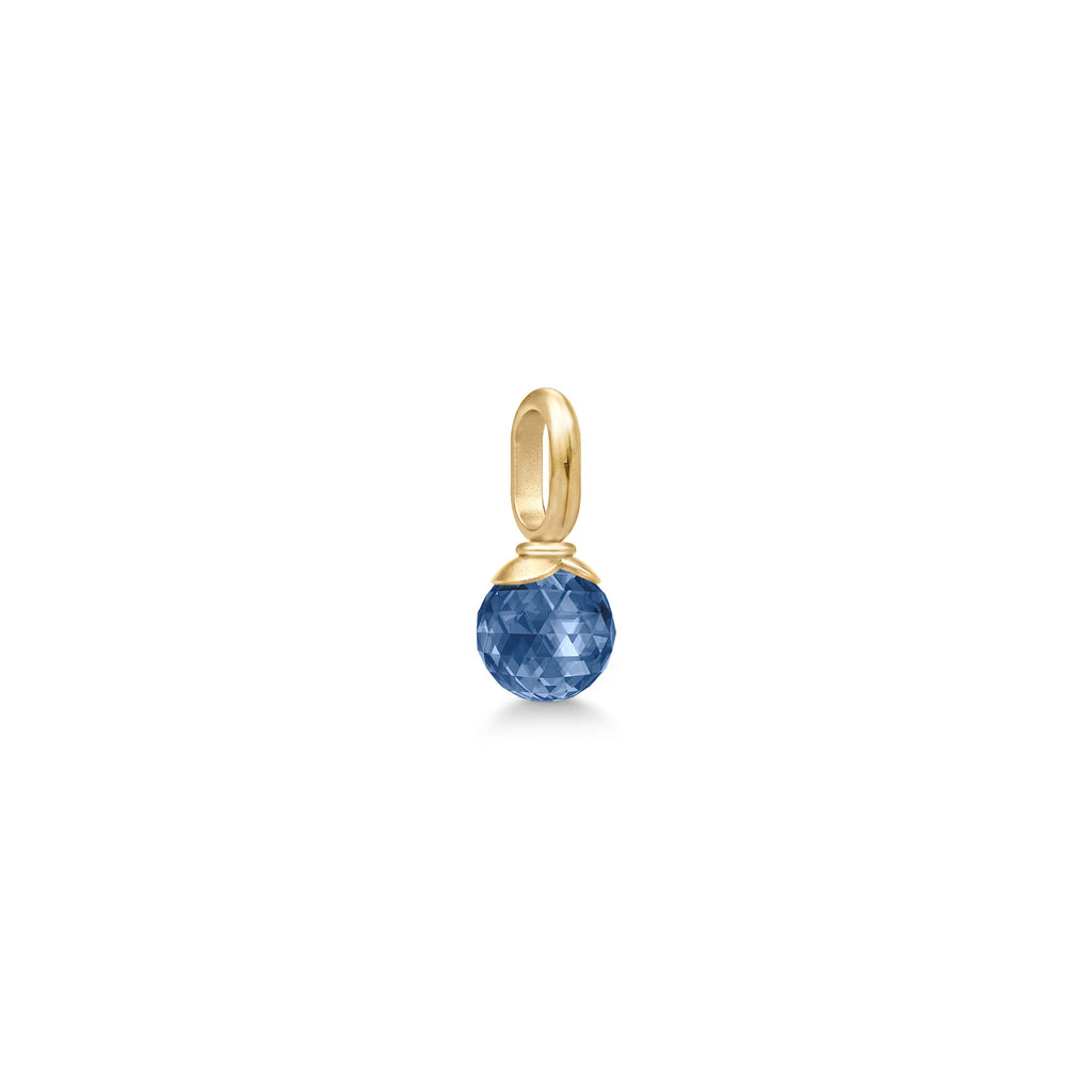 Berry Small Gold Plated Pendant w. Sapphire Blue Crystal