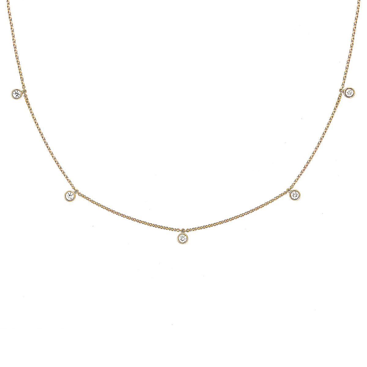 Mini Choker Bezel 18K Gold Necklace w. Diamonds