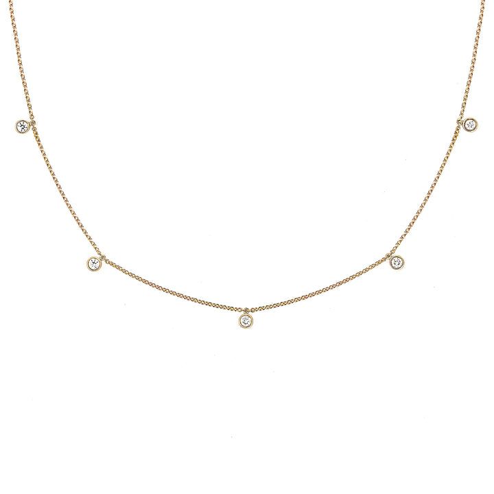 Mini Choker Bezel 18K Gold Necklace w. Diamonds