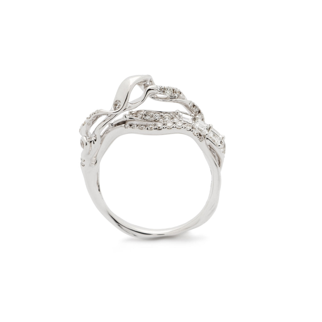 Exhale Stackable 18K White Gold Ring w. Diamonds