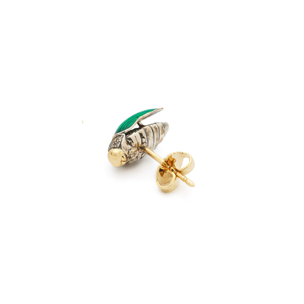 Mini Scarab Fly Wings 18K Gold & Silber Stud