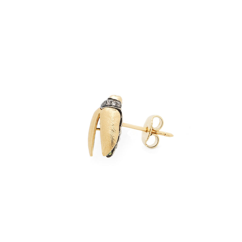 Mini Scarab Fly Wing 18K Gold & Silver Stud