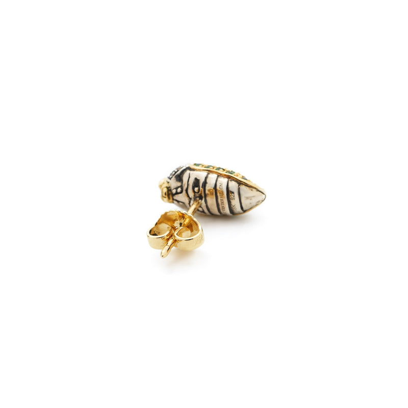 Mini Scarab Pave 18K Guld & Sølv Ørestik