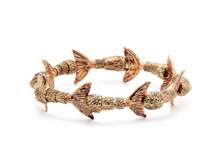 Mermaid Tails 18K Guld & Rosaguld Armbånd m. Diamanter