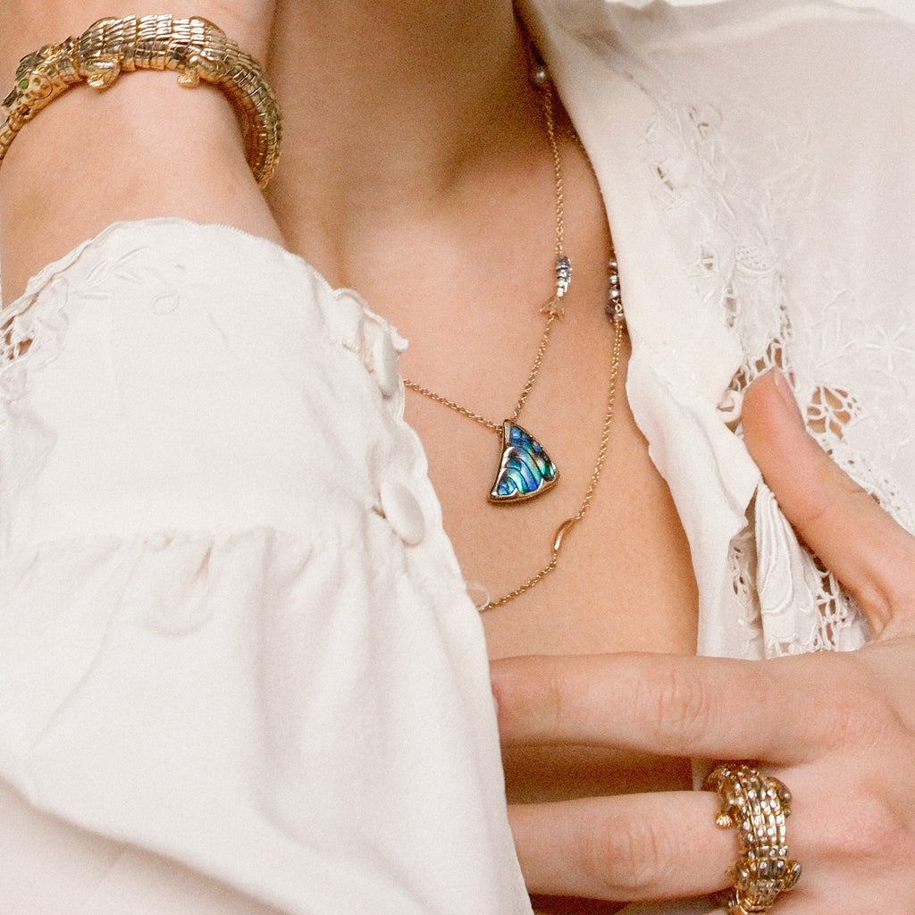 Fin Component 18K Rosaguld & Hvidguld Halskæde m. Perler