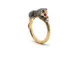 Lion Stackable 18K Gold & Silver Ring w. Diamonds