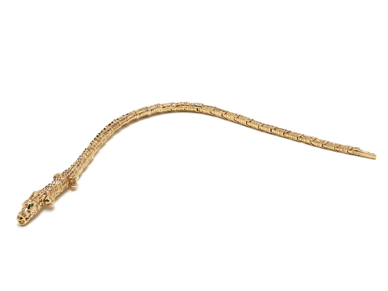 Alligator Wrap Thin 18K Guld Armbånd m. Tsavorit