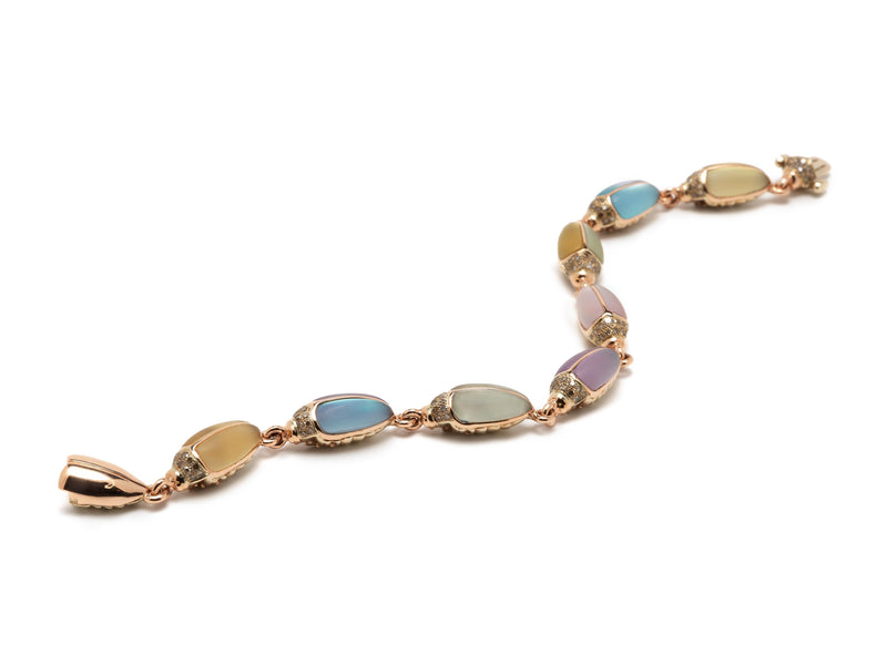 Mini Scarab Eternity 18K Rose Gold Bracelet w. Gemstones