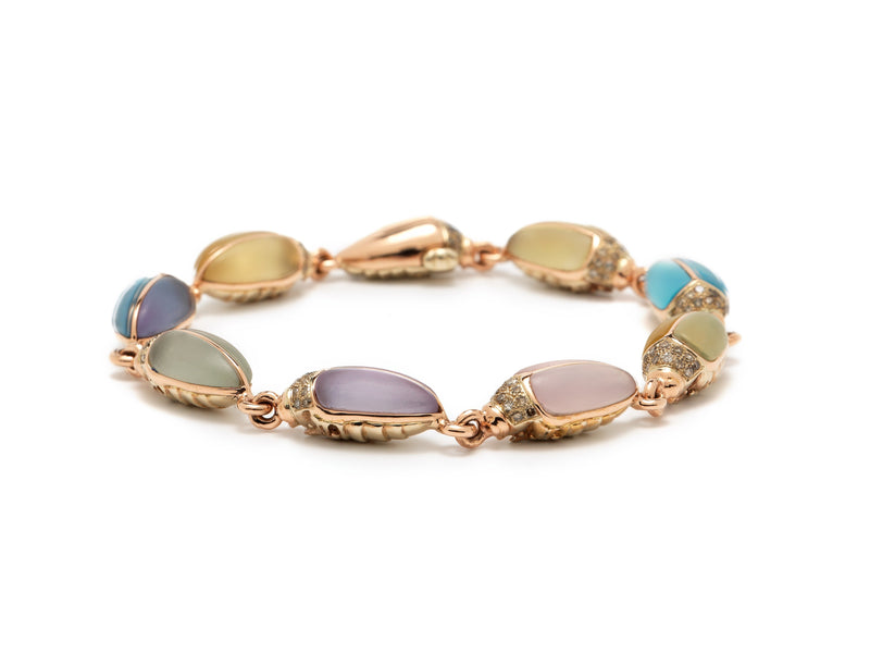 Mini Scarab Eternity 18K Rosaguld Armbånd m. Ædelsten