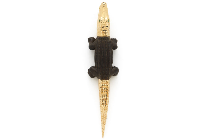 Ebony Wood Large Alligator Bite Earring