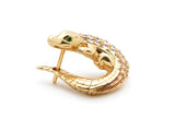 Alligator Twist Pop Art 18K Guld Ørering m. Tsavorit & Diamanter