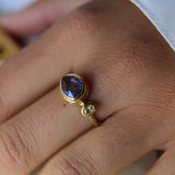 Cocktail 18K og 22K Guld Ring m. Safir & Diamant
