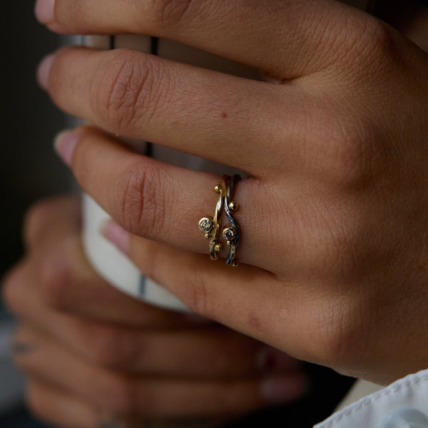 Seafire 18K, 22K & 24K Gold & Silver Ring w. Diamond