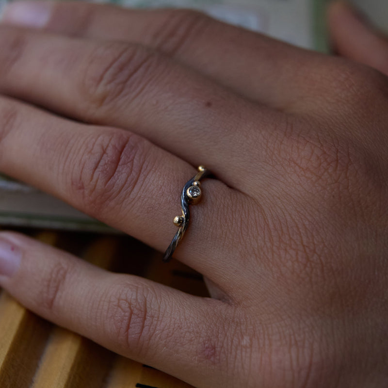 Seafire 18K, 22K & 24K Gold & Silver Ring w. Diamond