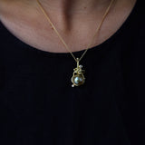 Gone Fishing 18K & 22K Gold Necklace w. Champagne Diamonds