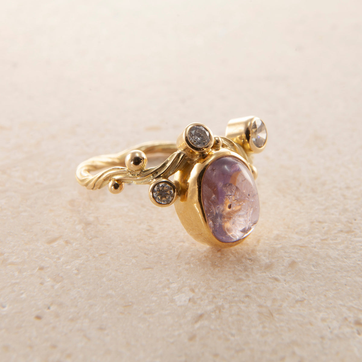 Seafire 18K & 22K Gold Ring w. Spinel & Diamond