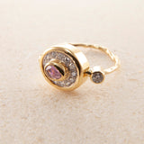 Pavé Cocktail 18K & 22K Gold Ring w. Sapphire & Diamonds