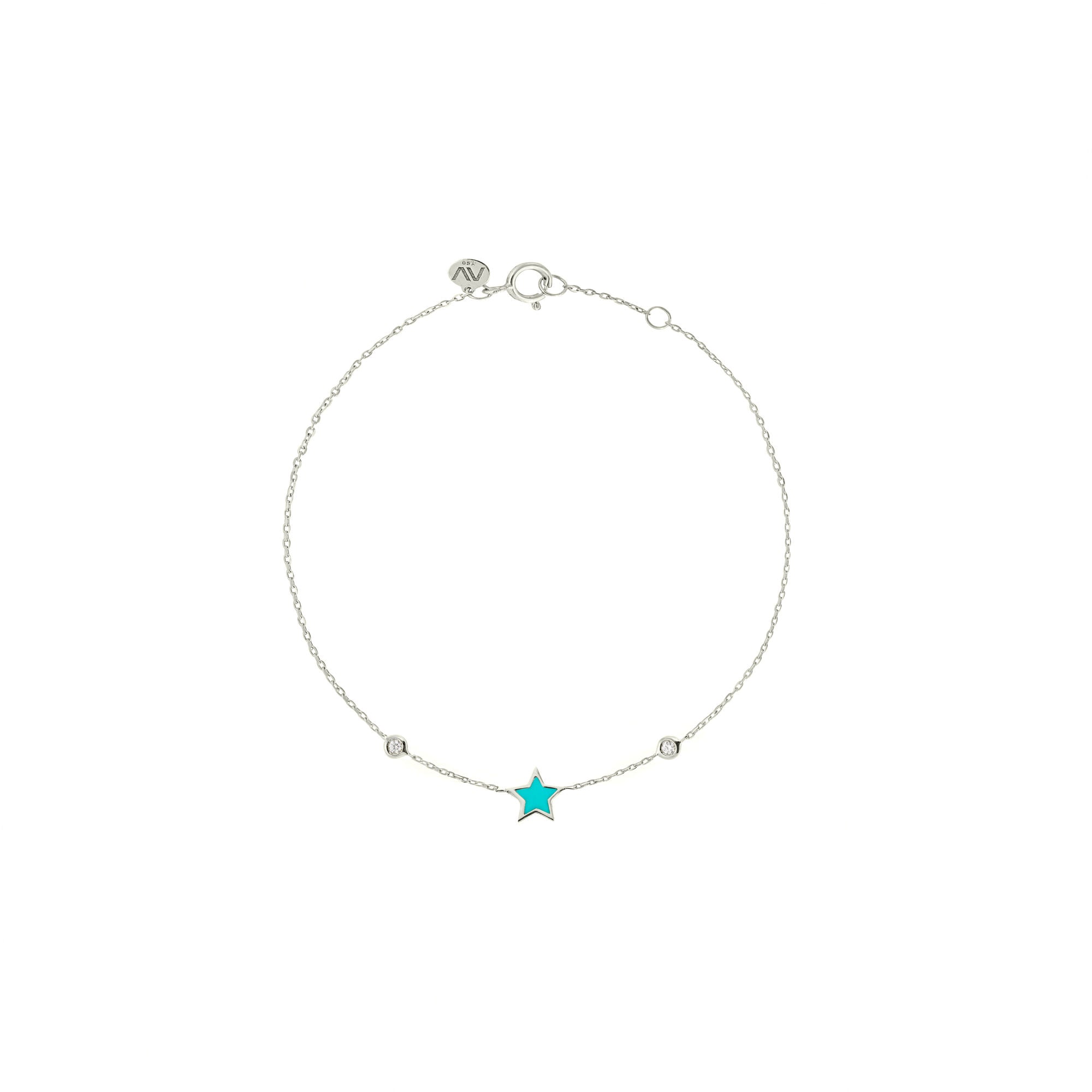 Blue Star 18K White Gold Bracelet w. Diamonds